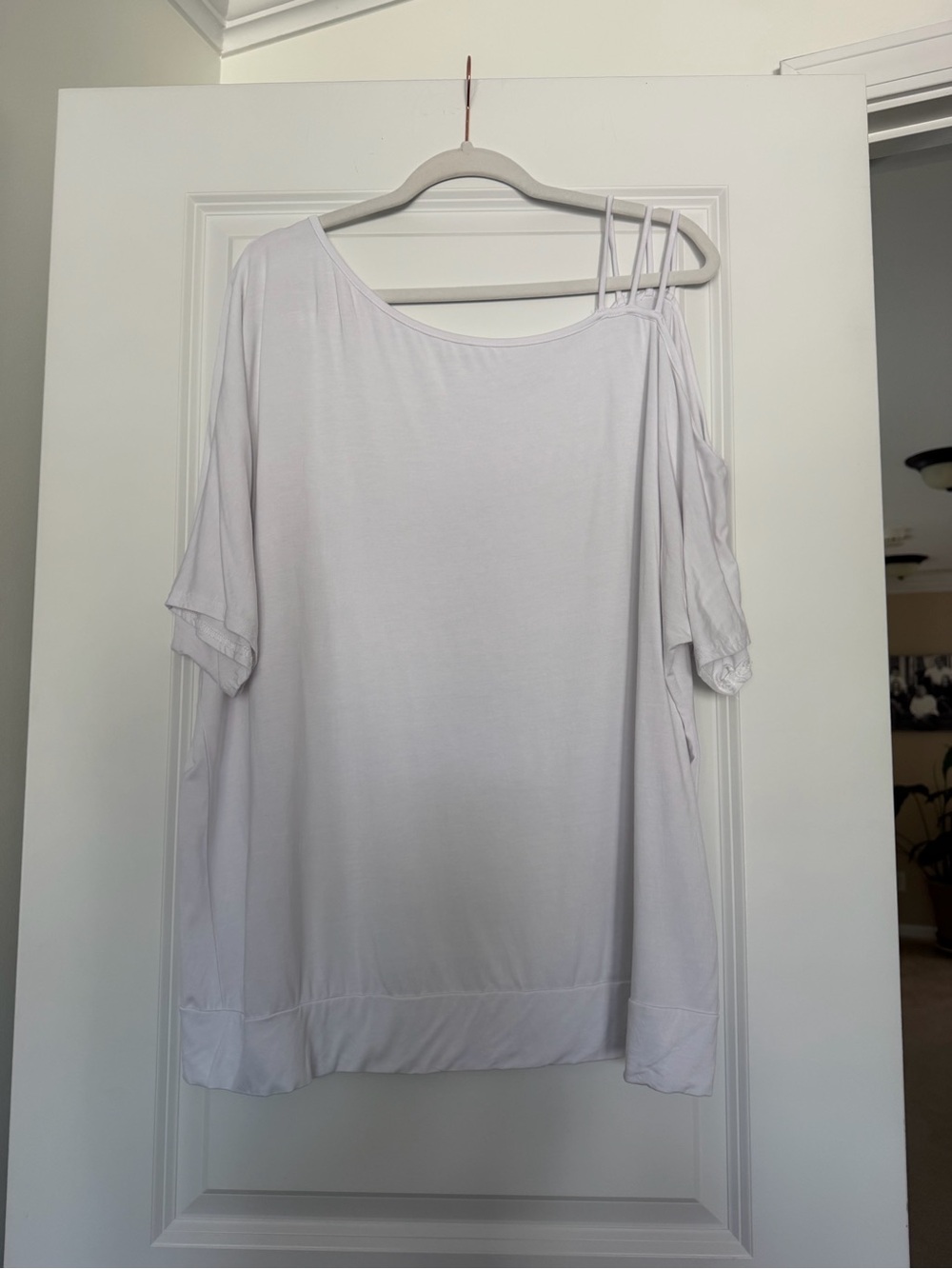 Women's White Cold-Shoulder Strappy Top